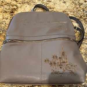 Disney Taupe Backpack with Castle Embellishment